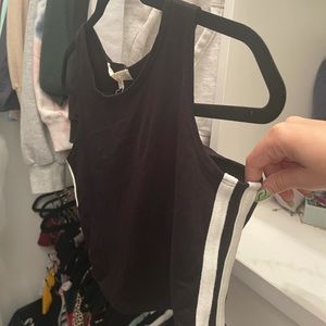 joah brown black stripes on side tank top